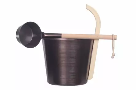 Saunakiulu 5L ja löylykauha alumiini ja koivu - Saunakiulut ja kauhat - 6438168118505 - 1