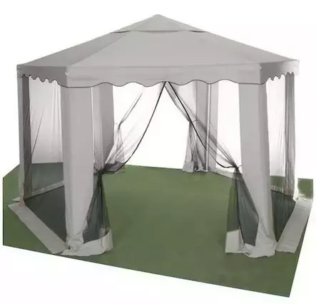 Paviljonki 6-kulmainen harmaa 2x2x2m hyönteisverhoilla - Paviljongit,katokset ja näkösuojat - 6438168065298 - 2